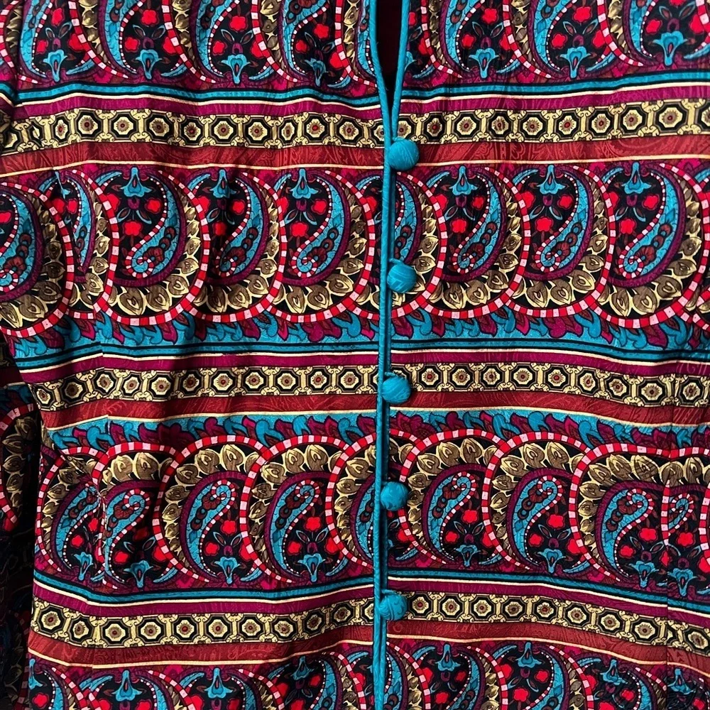 Adrianna Papell Red and Gold Paisley Jacket